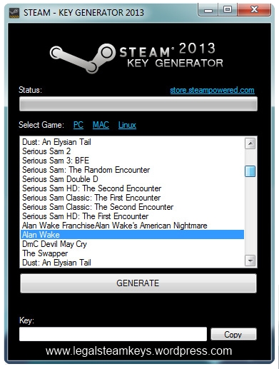 August 2013 - Steam Key Generator